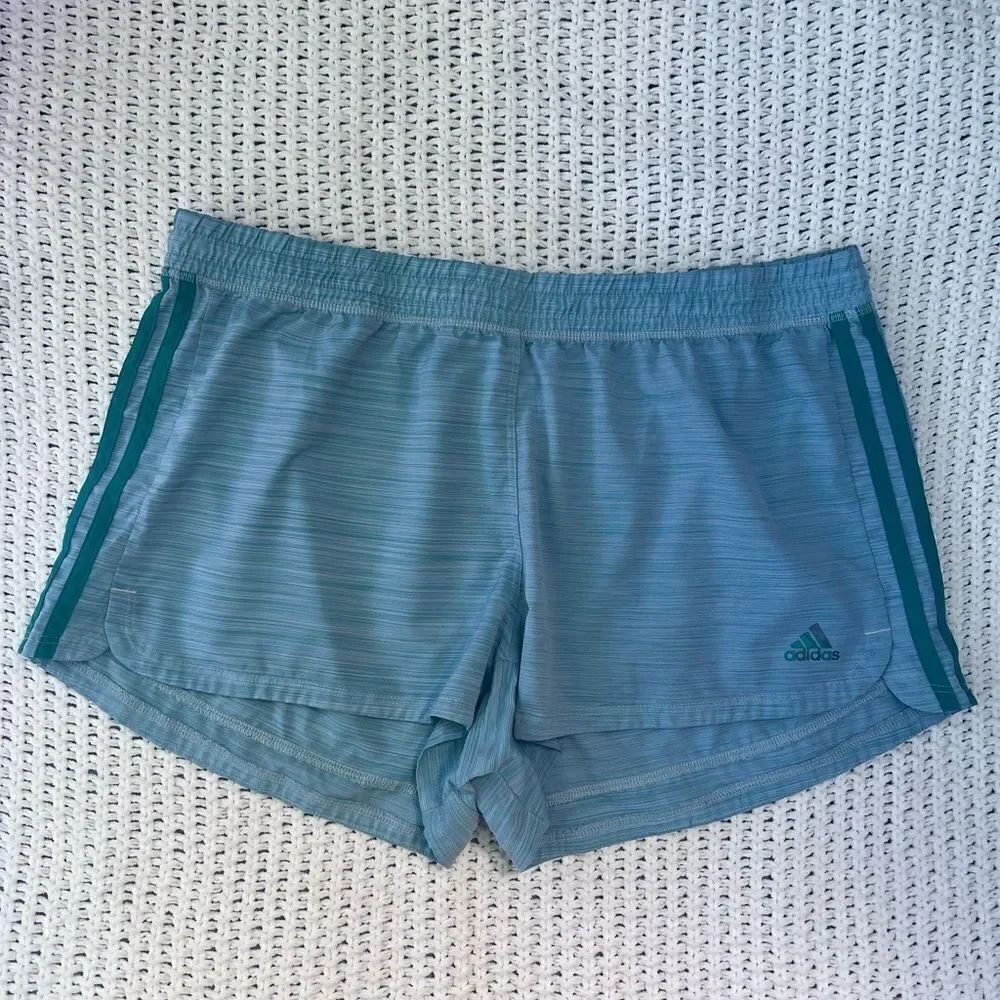 Adidas Women's Aeroready Heather Green Side Stripe Running Shorts Size XL